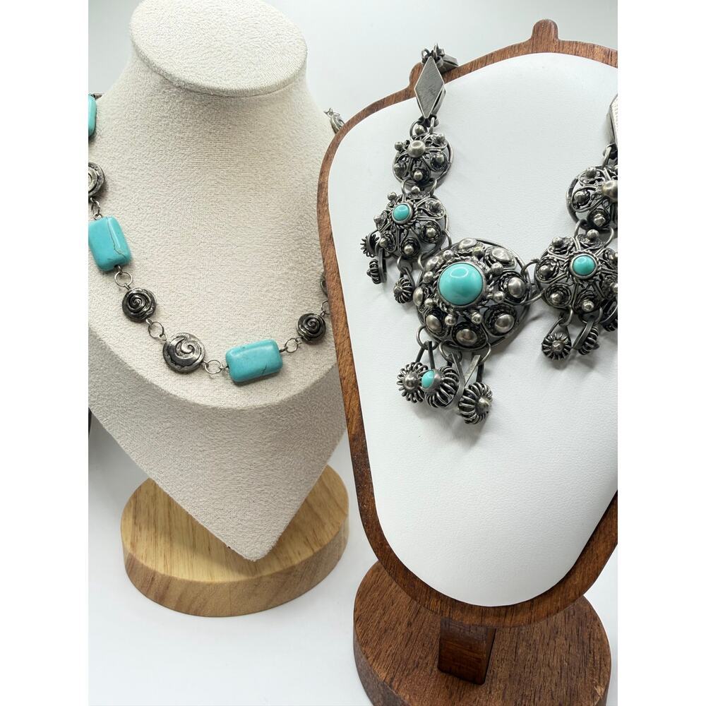 (2) Turquoise & Silver Tone Necklaces